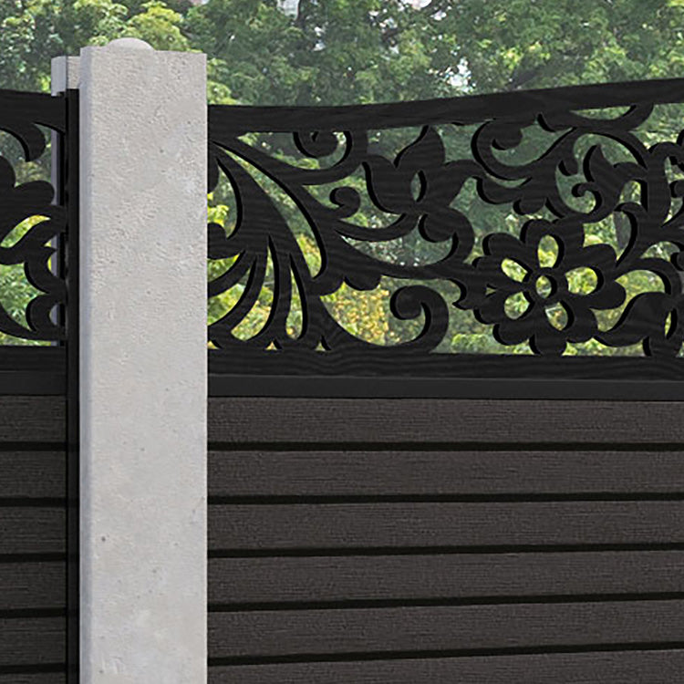 Hudson Eden Curved Top Fence Panel - Dark Oak - for existing concrete posts
