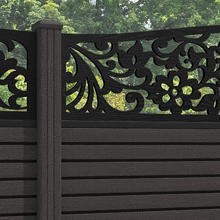 Hudson Eden Curved Top Fence Panel - Dark Oak - with our composite posts