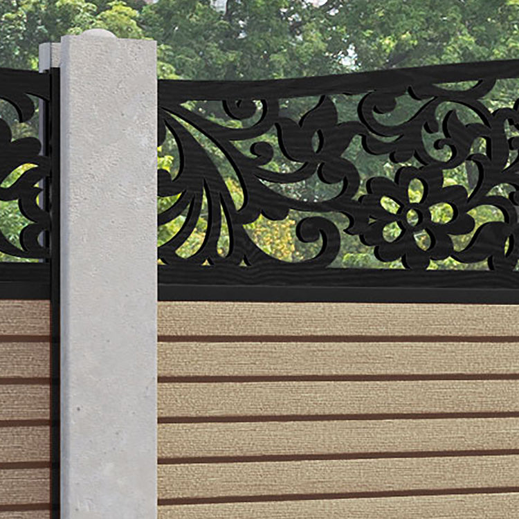 Hudson Eden Curved Top Fence Panel - Light Oak - for existing concrete posts