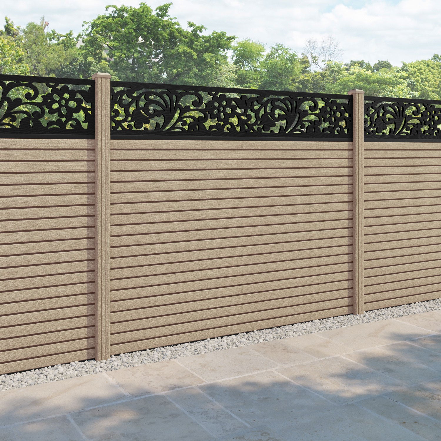 Hudson Eden Fence Panel - Light Oak - with our composite posts