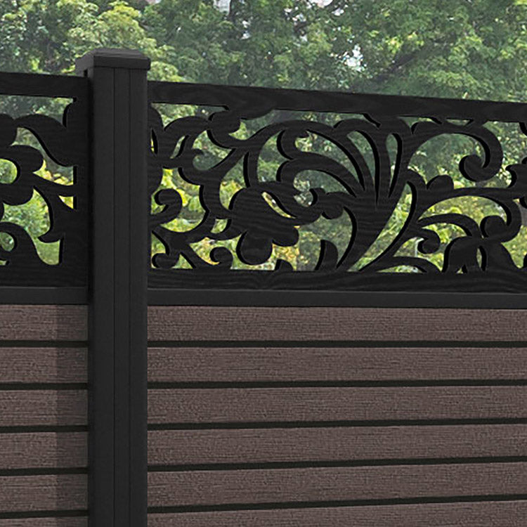 Hudson Eden Fence Panel - Mid Brown - with our aluminium posts