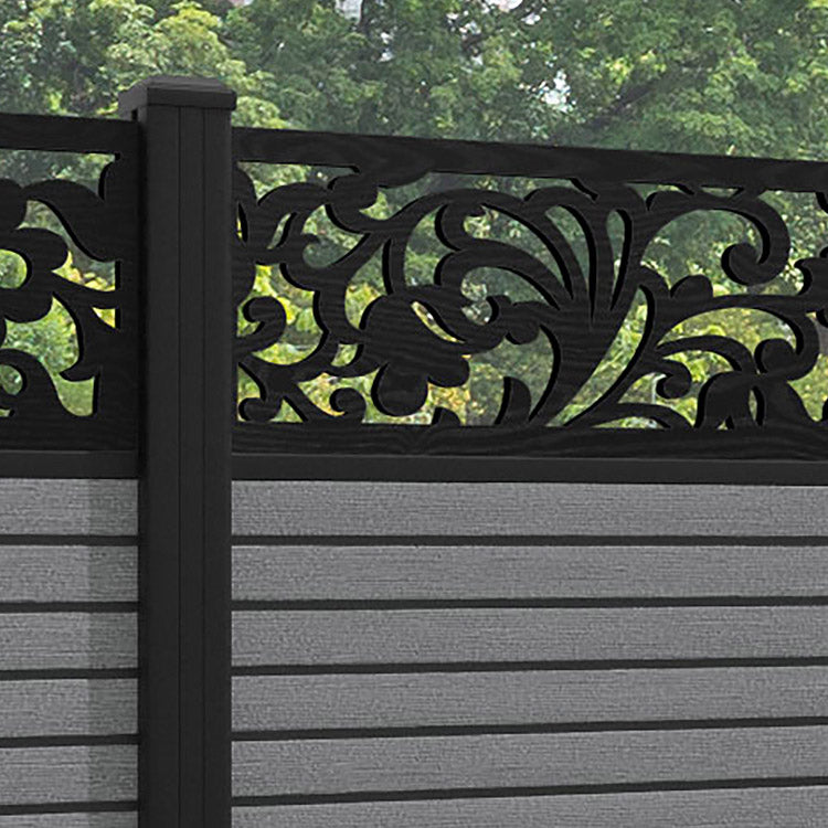 Hudson Eden Fence Panel - Mid Grey - with our aluminium posts