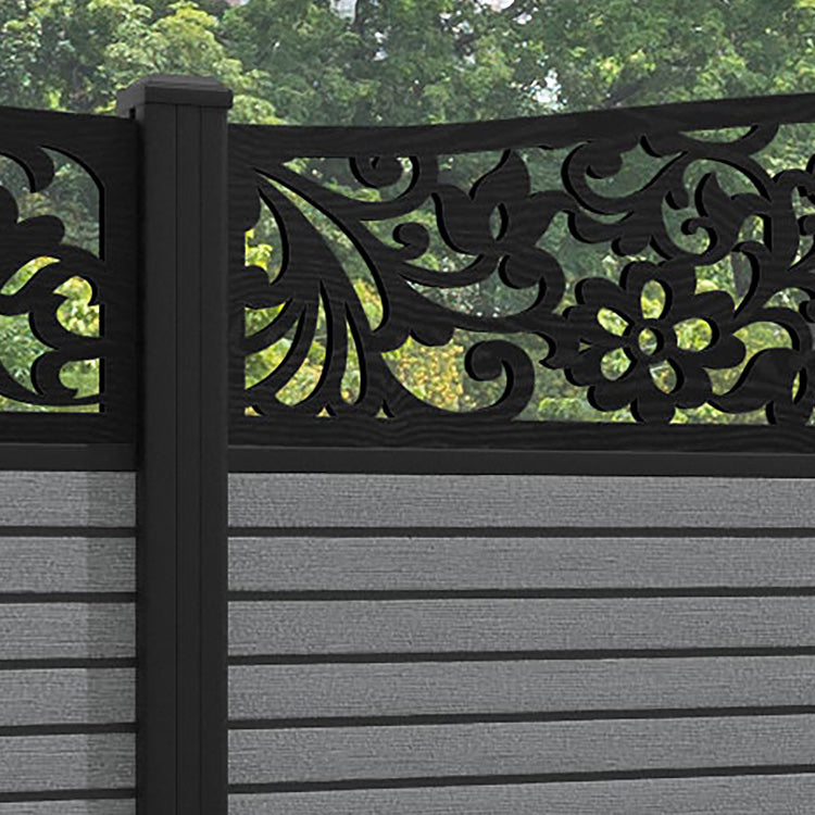 Hudson Eden Curved Top Fence Panel - Mid Grey - with our aluminium posts