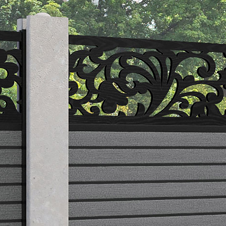 Hudson Eden Fence Panel - Mid Grey - for existing concrete posts