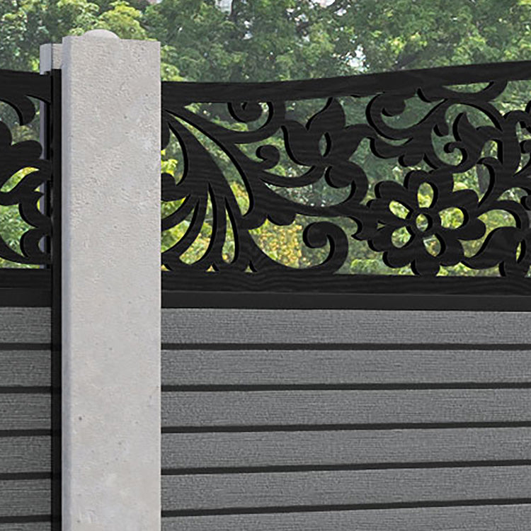 Hudson Eden Curved Top Fence Panel - Mid Grey - for existing concrete posts