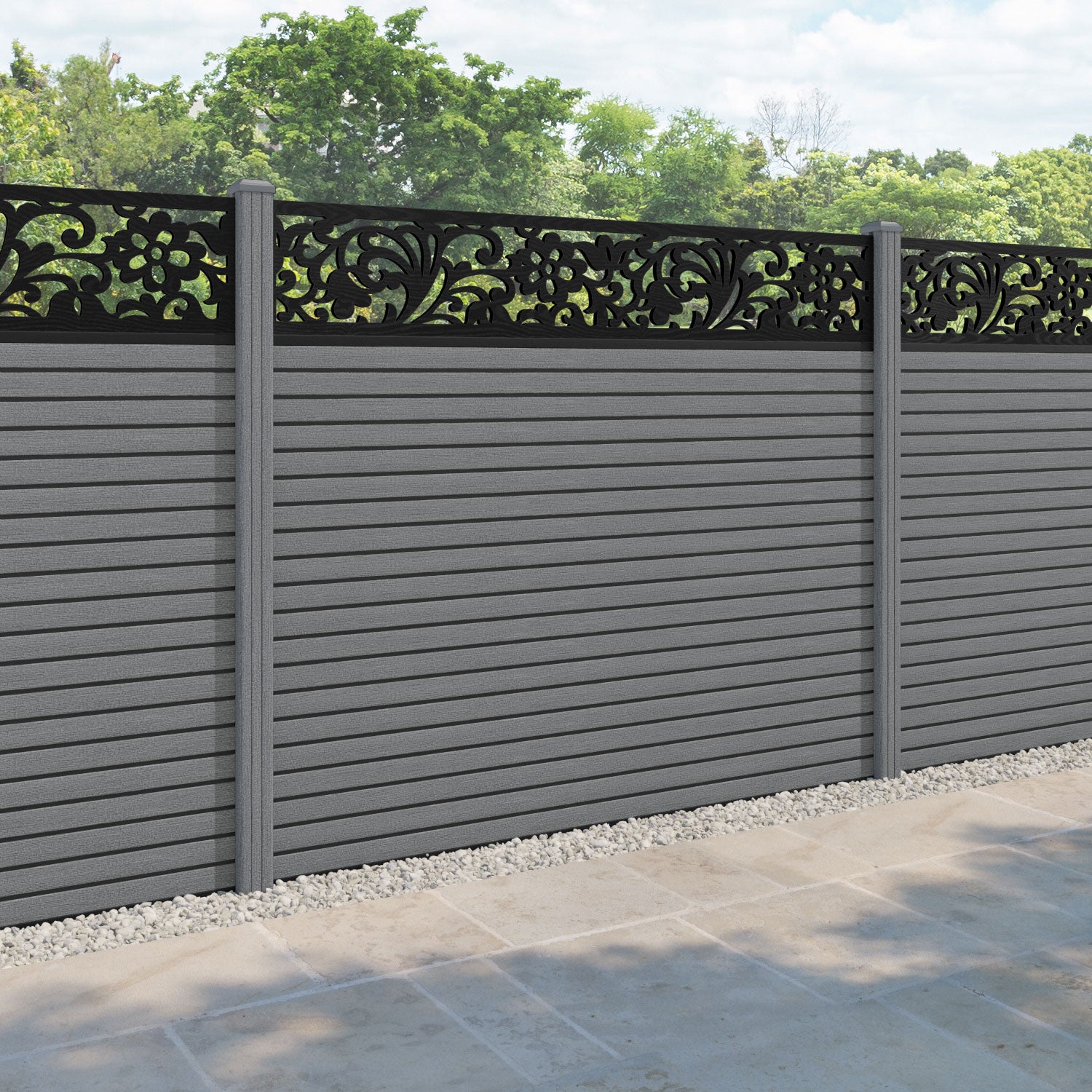 Hudson Eden Fence Panel - Mid Grey - with our composite posts