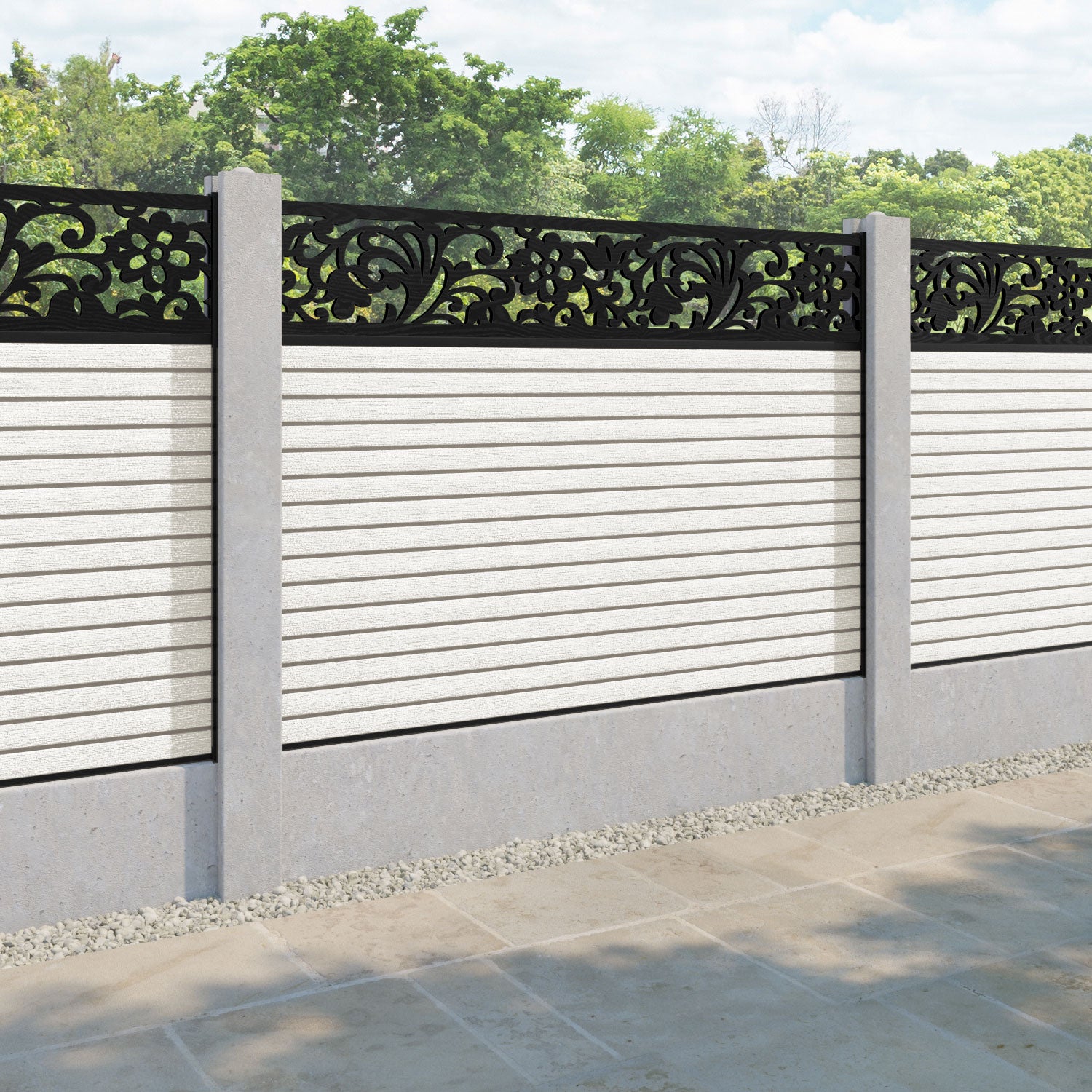 Hudson Eden Fence Panel - Light Stone - for existing concrete posts