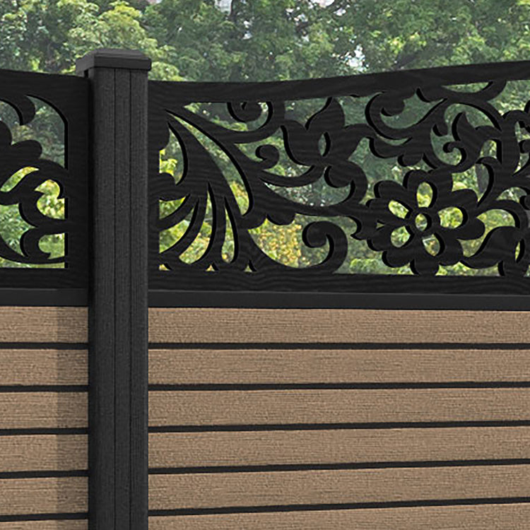 Hudson Eden Curved Top Fence Panel - Teak - with our composite posts