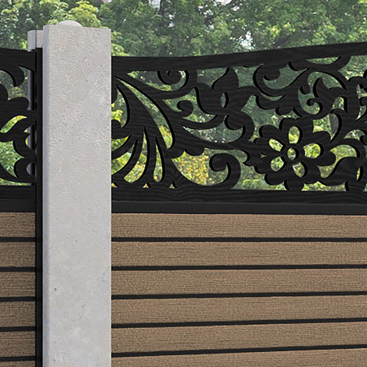 Hudson Eden Curved Top Fence Panel - Teak - for existing concrete posts