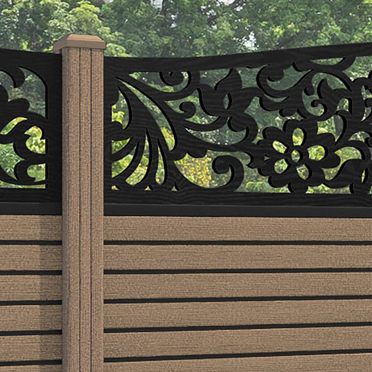 Hudson Eden Curved Top Fence Panel - Teak - with our composite posts