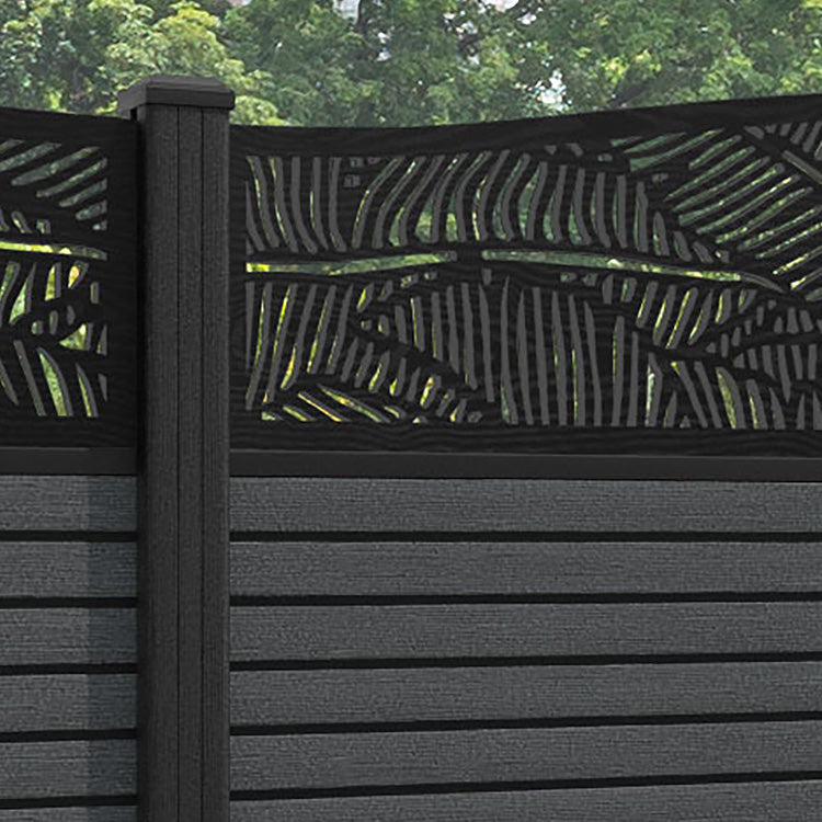 Hudson Feather Curved Top Fence Panel - Dark Grey - with our composite posts