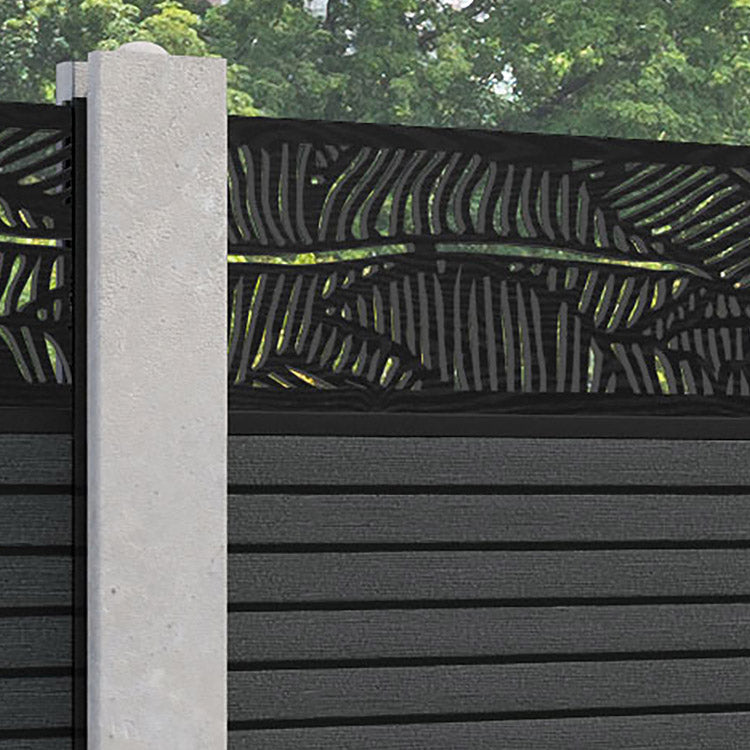 Hudson Feather Fence Panel - Dark Grey - for existing concrete posts