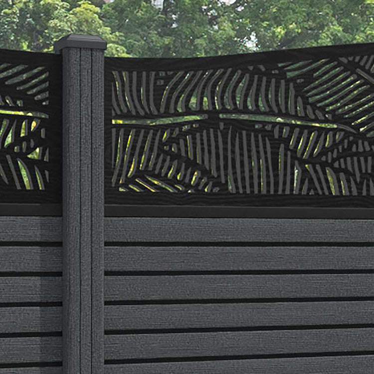 Hudson Feather Curved Top Fence Panel - Dark Grey - with our composite posts