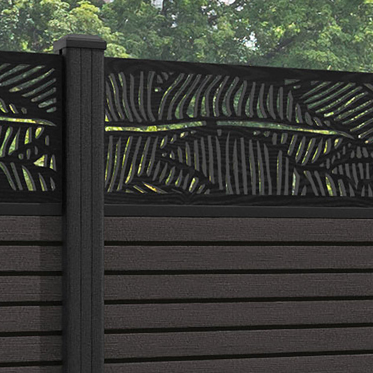 Hudson Feather Fence Panel - Dark Oak - with our composite posts