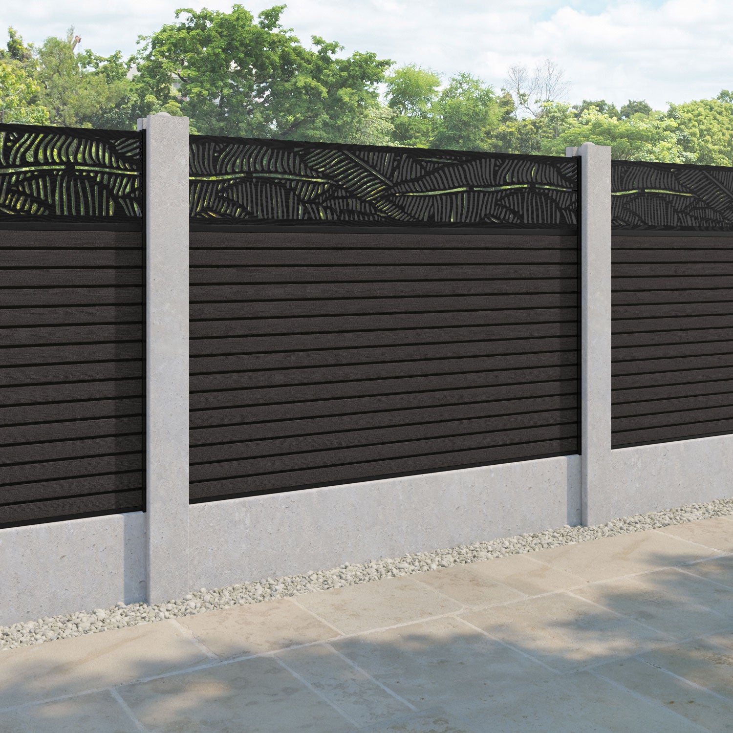Hudson Feather Fence Panel - Dark Oak - for existing concrete posts