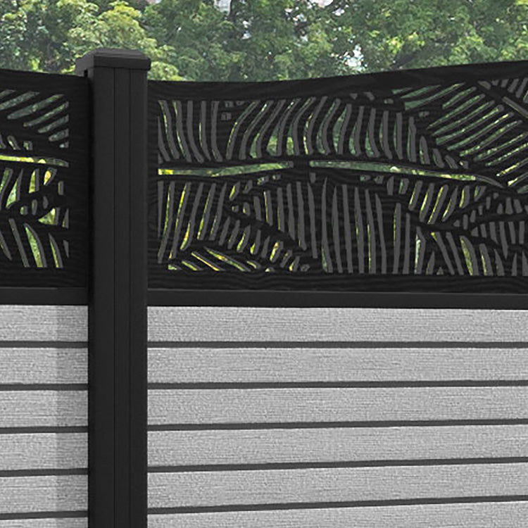 Hudson Feather Curved Top Fence Panel - Light Grey - with our aluminium posts