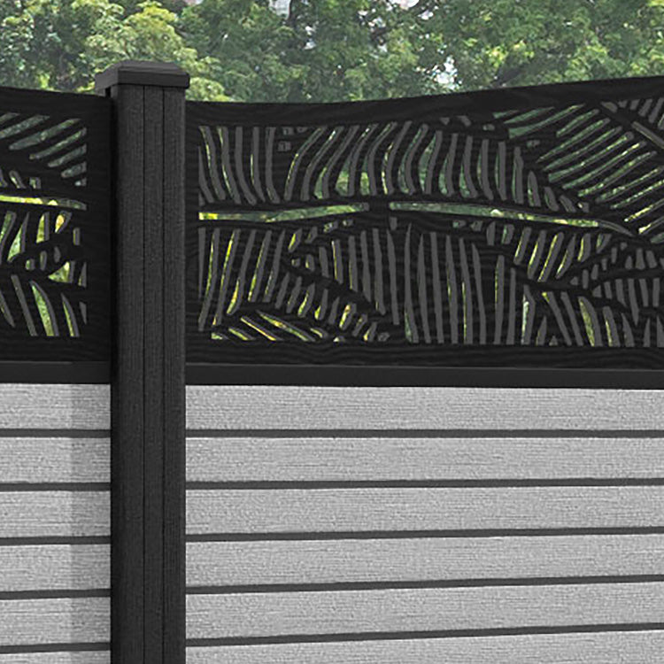 Hudson Feather Curved Top Fence Panel - Light Grey - with our composite posts