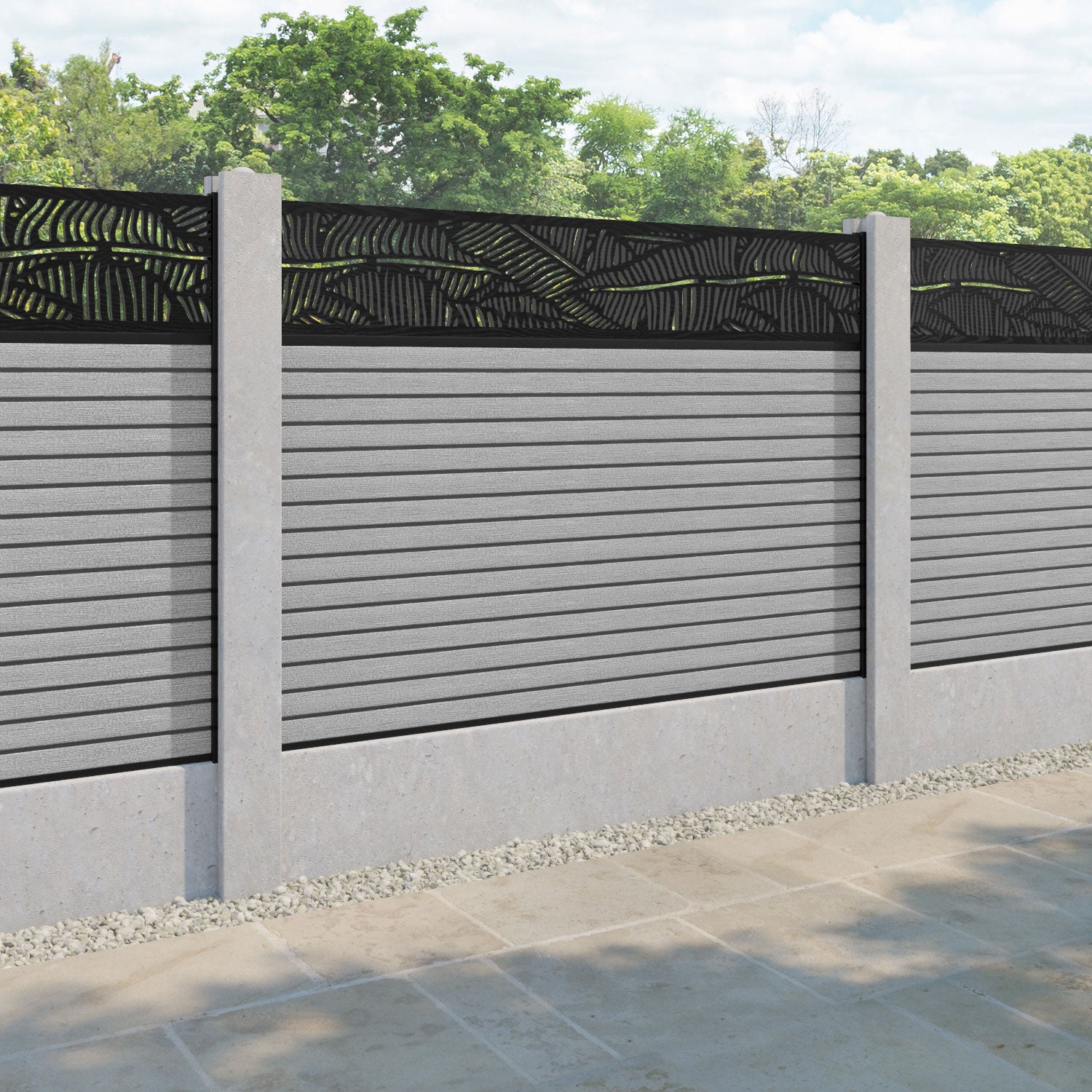 Hudson Feather Fence Panel - Light Grey - for existing concrete posts