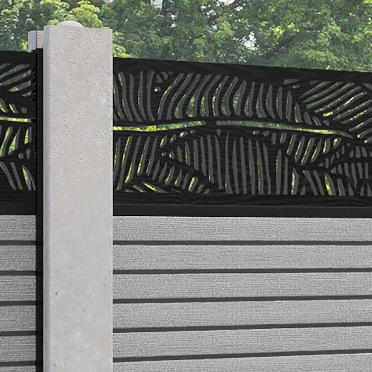 Hudson Feather Fence Panel - Light Grey - for existing concrete posts