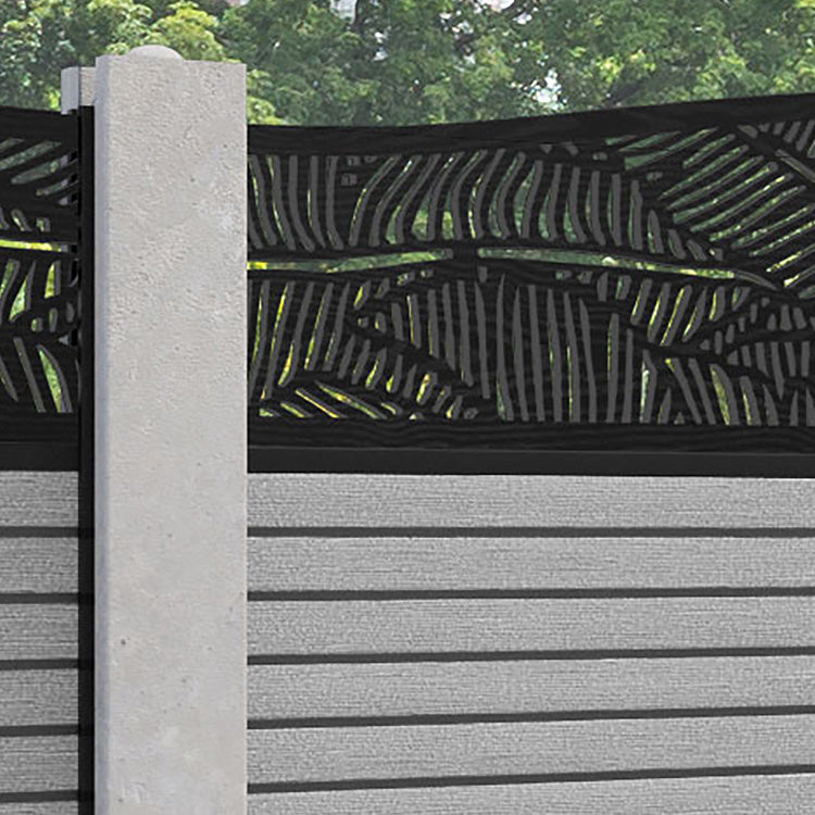 Hudson Feather Curved Top Fence Panel - Light Grey - for existing concrete posts