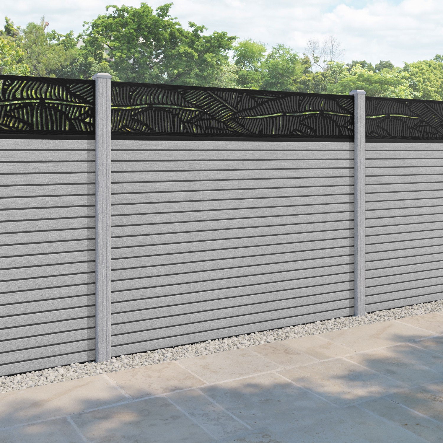 Hudson Feather Fence Panel - Light Grey - with our composite posts