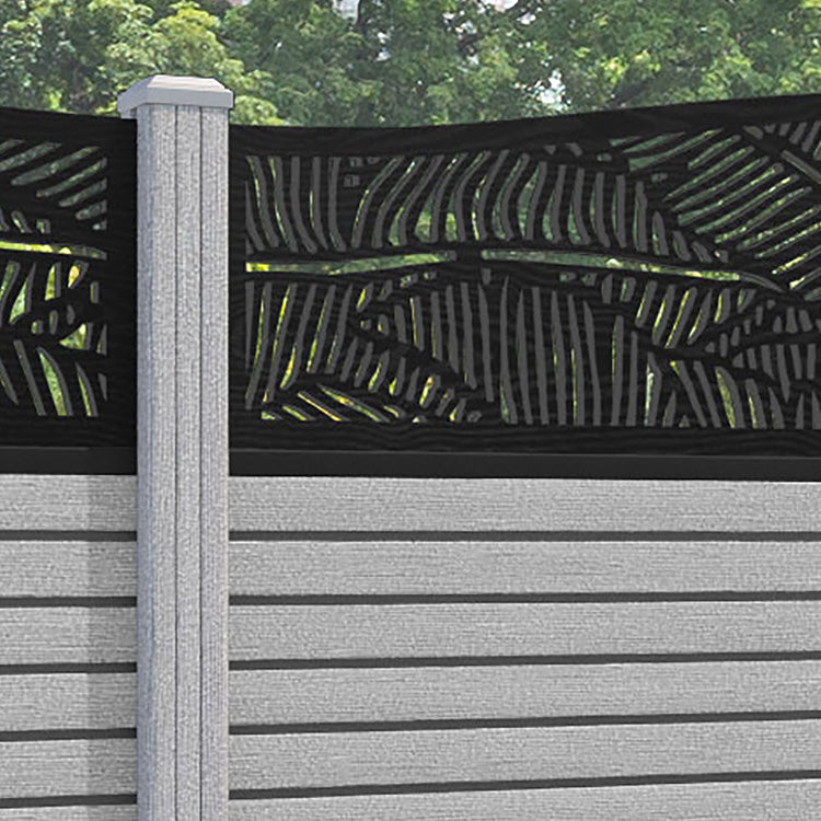 Hudson Feather Curved Top Fence Panel - Light Grey - with our composite posts