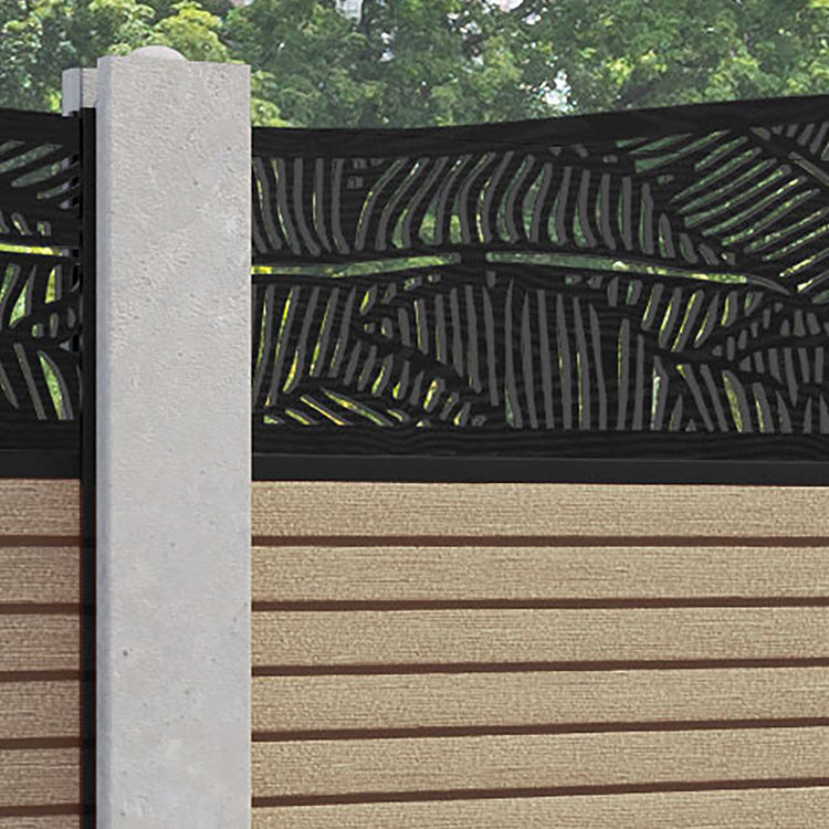 Hudson Feather Curved Top Fence Panel - Light Oak - for existing concrete posts