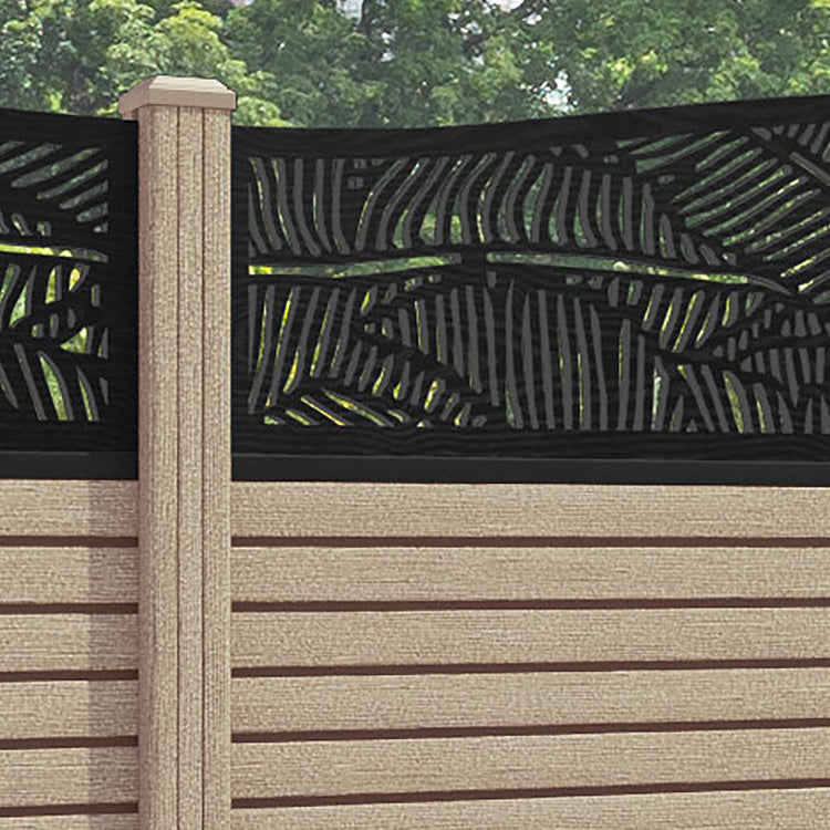Hudson Feather Curved Top Fence Panel - Light Oak - with our composite posts