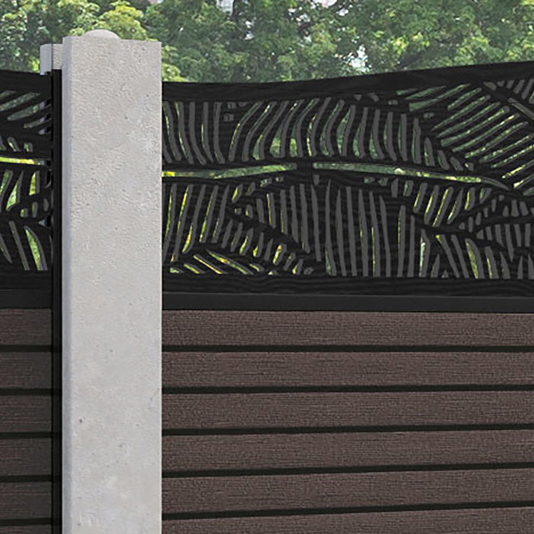 Hudson Feather Curved Top Fence Panel - Mid Brown - for existing concrete posts