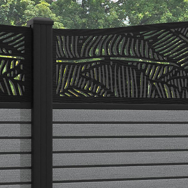 Hudson Feather Curved Top Fence Panel - Mid Grey - with our aluminium posts