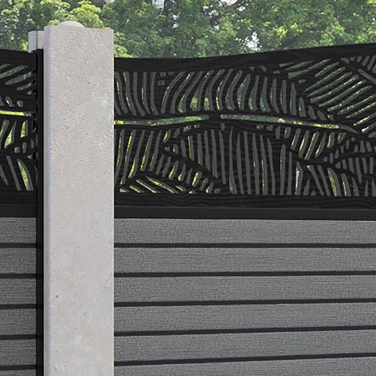 Hudson Feather Curved Top Fence Panel - Mid Grey - for existing concrete posts