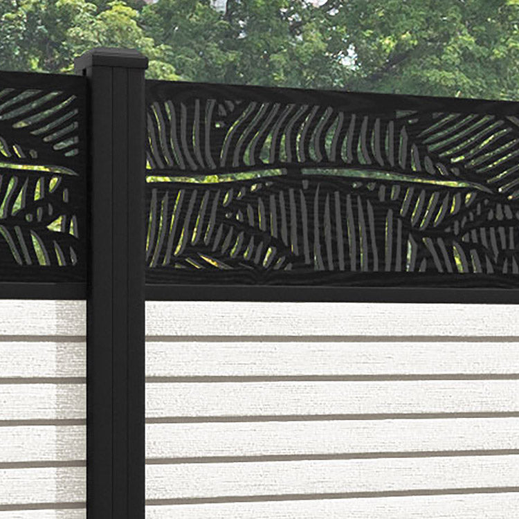 Hudson Feather Fence Panel - Light Stone - with our aluminium posts