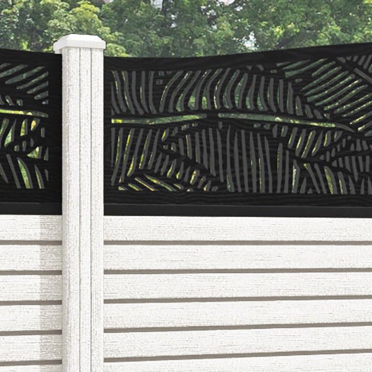 Hudson Feather Curved Top Fence Panel - Light Stone - with our composite posts
