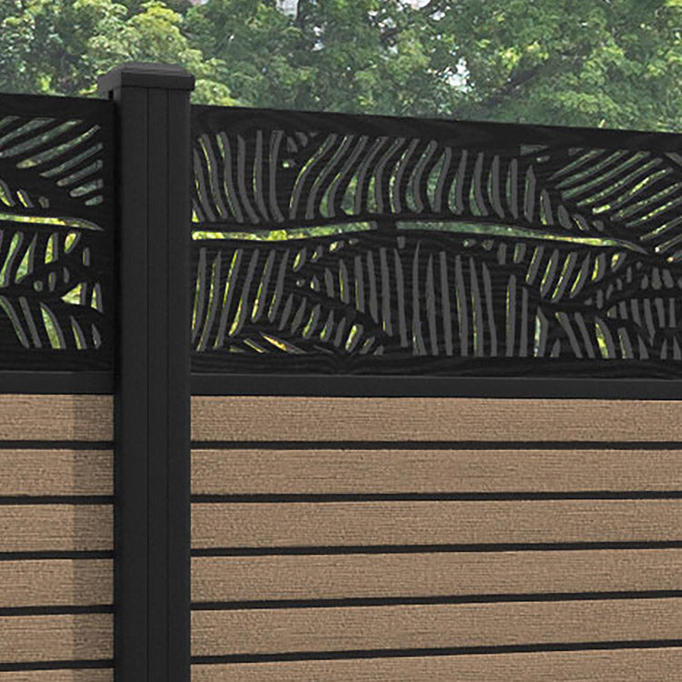 Hudson Feather Fence Panel - Teak - with our aluminium posts