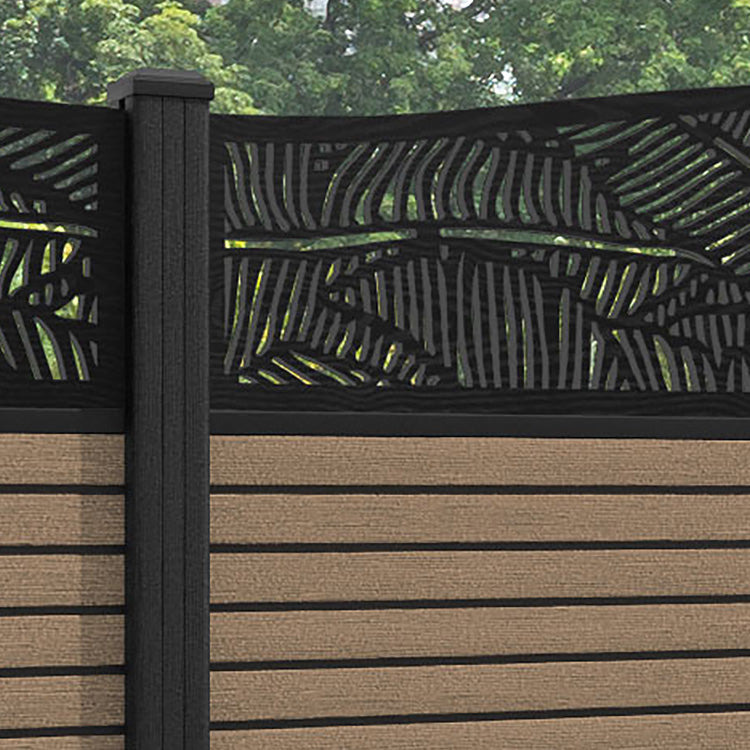 Hudson Feather Curved Top Fence Panel - Teak - with our composite posts