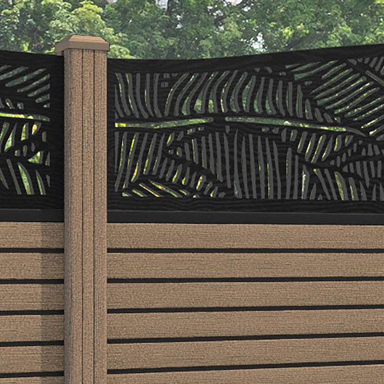 Hudson Feather Curved Top Fence Panel - Teak - with our composite posts