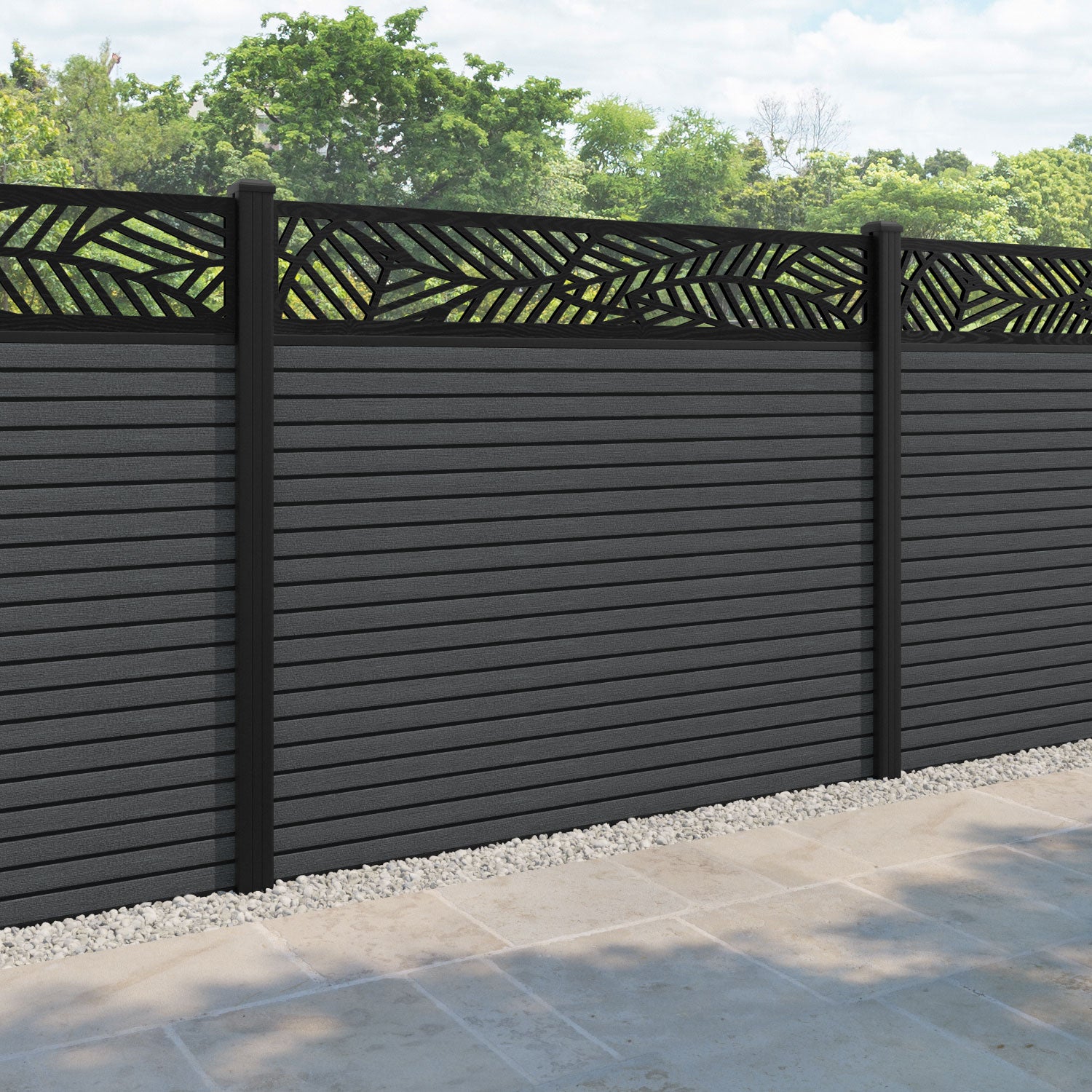 Hudson Habitat Fence Panel - Dark Grey - with our aluminium posts