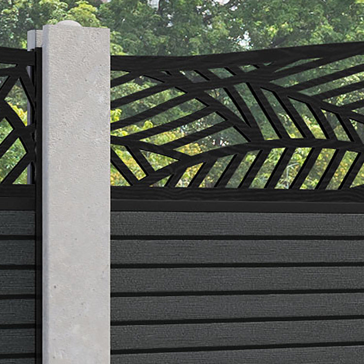Hudson Habitat Curved Top Fence Panel - Dark Grey - for existing concrete posts