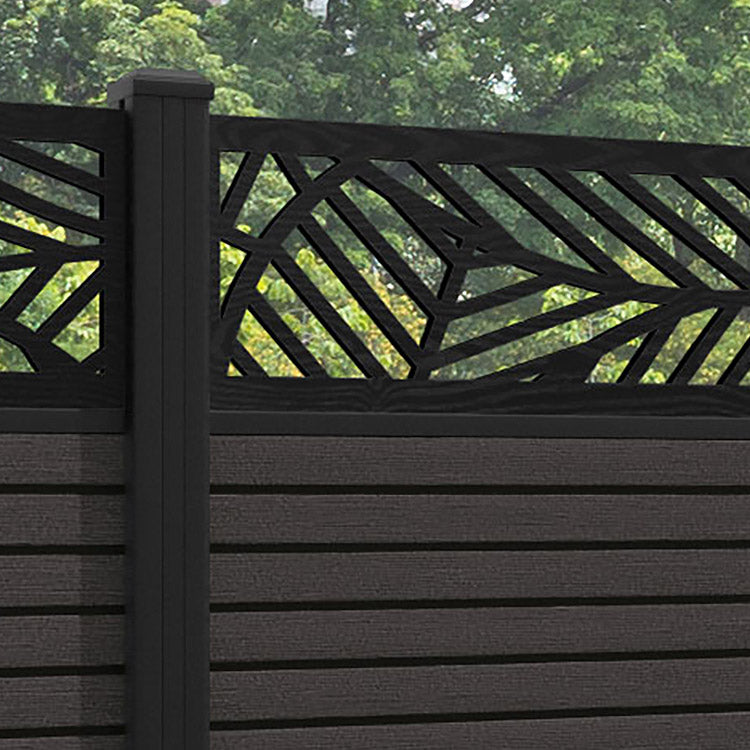 Hudson Habitat Fence Panel - Dark Oak - with our aluminium posts