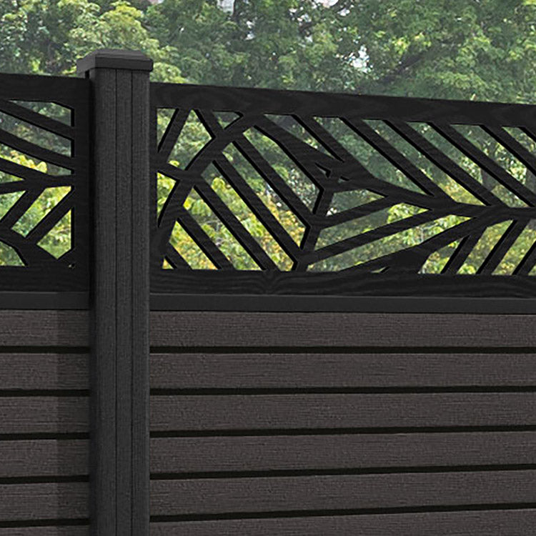 Hudson Habitat Fence Panel - Dark Oak - with our composite posts