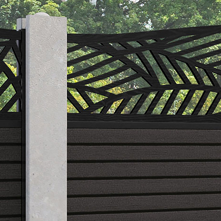 Hudson Habitat Curved Top Fence Panel - Dark Oak - for existing concrete posts