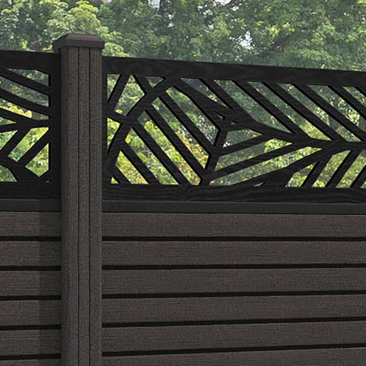 Hudson Habitat Fence Panel - Dark Oak - with our composite posts