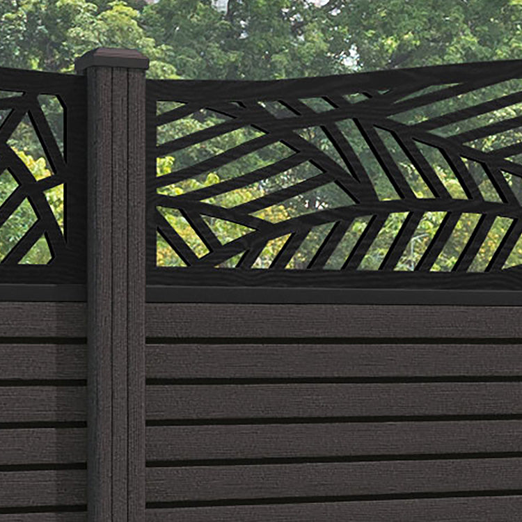 Hudson Habitat Curved Top Fence Panel - Dark Oak - with our composite posts