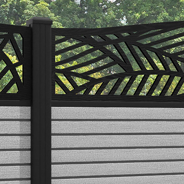 Hudson Habitat Curved Top Fence Panel - Light Grey - with our aluminium posts