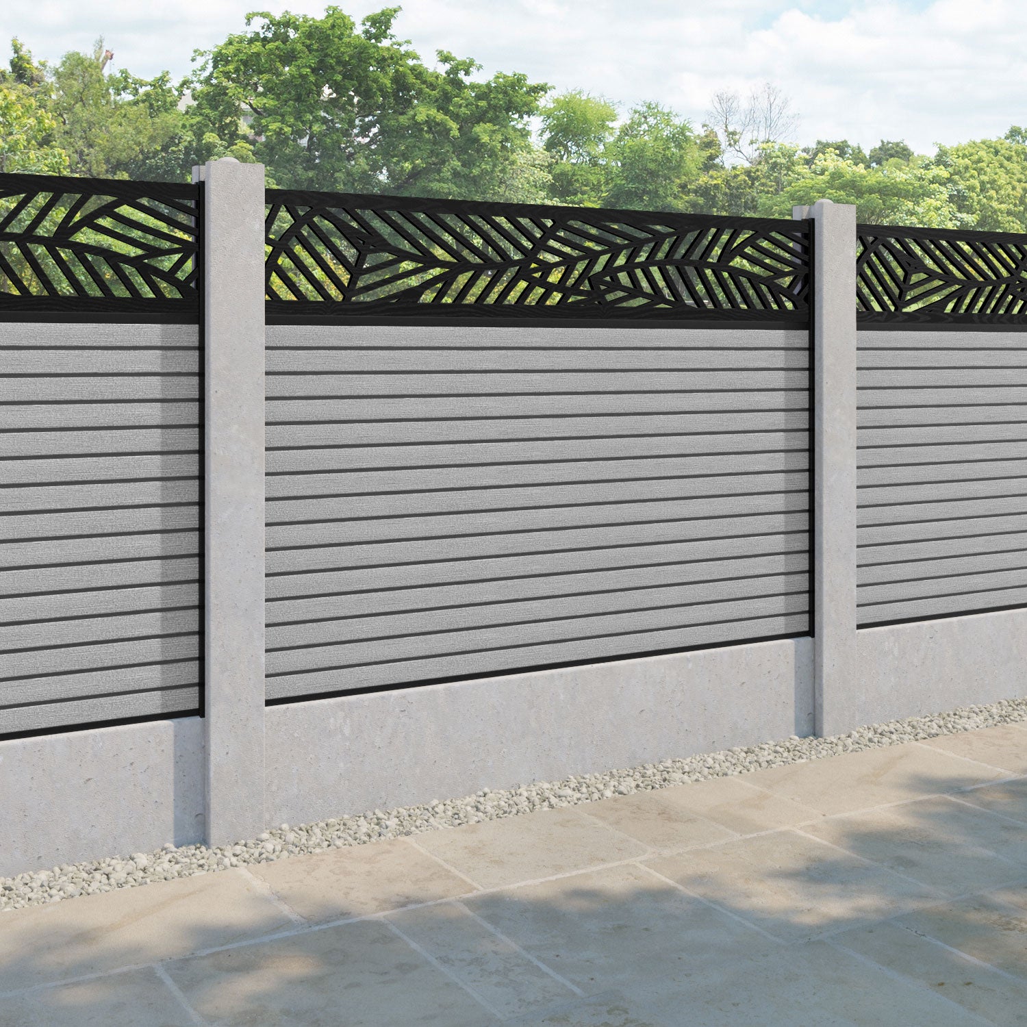 Hudson Habitat Fence Panel - Light Grey - for existing concrete posts