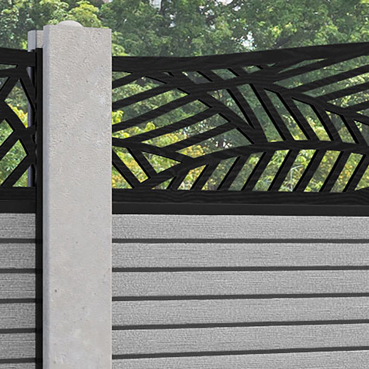 Hudson Habitat Curved Top Fence Panel - Light Grey - for existing concrete posts