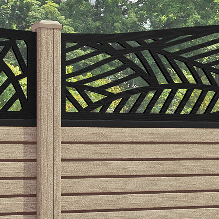 Hudson Habitat Curved Top Fence Panel - Light Oak - with our composite posts