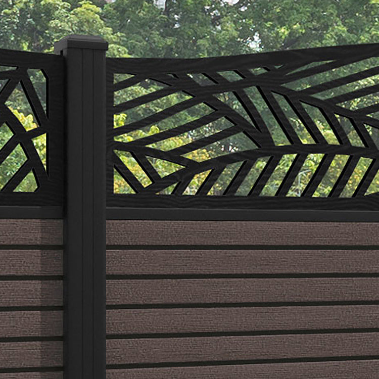 Hudson Habitat Curved Top Fence Panel - Mid Brown - with our aluminium posts