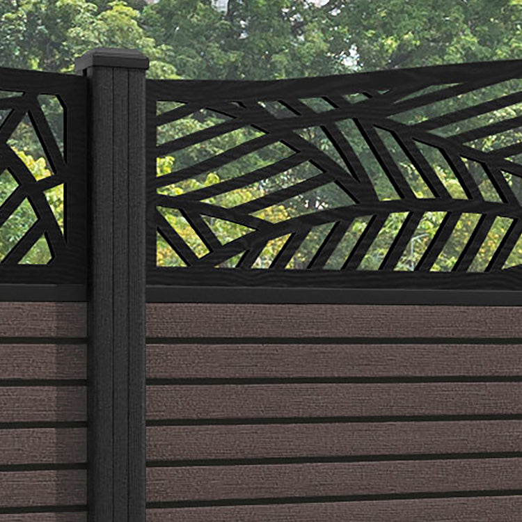 Hudson Habitat Curved Top Fence Panel - Mid Brown - with our composite posts
