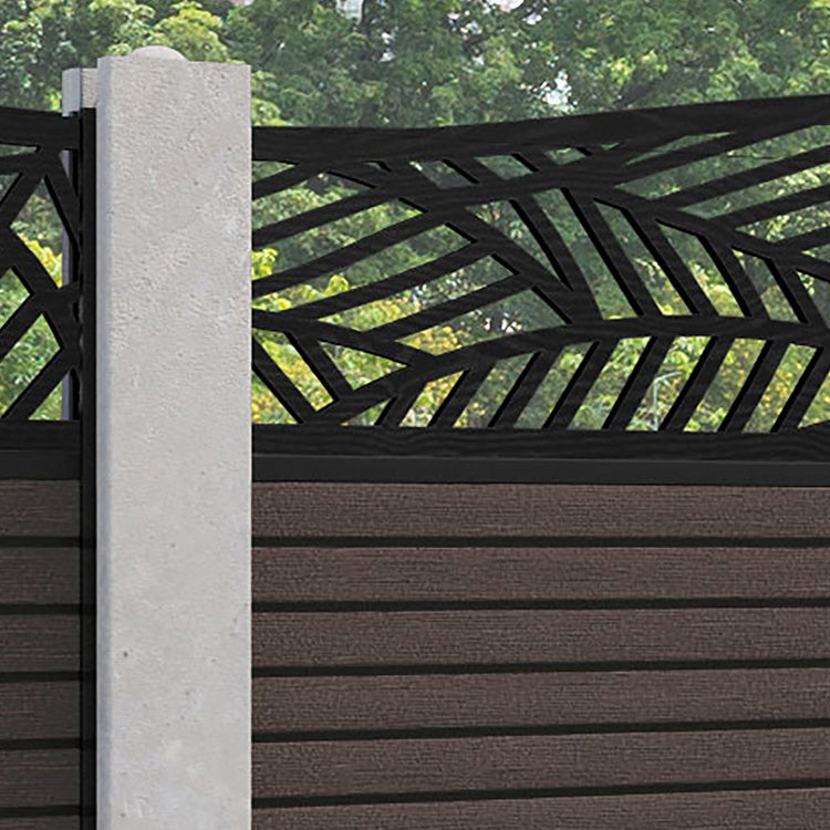 Hudson Habitat Curved Top Fence Panel - Mid Brown - for existing concrete posts